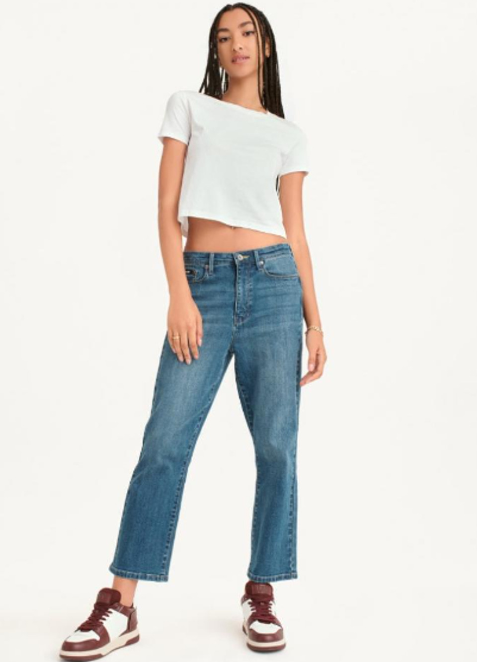 DKNY Womens Halsey Kick Flare Ankle Jeans 29 US 8 Indigo Blue Mid Rise Denim NWT